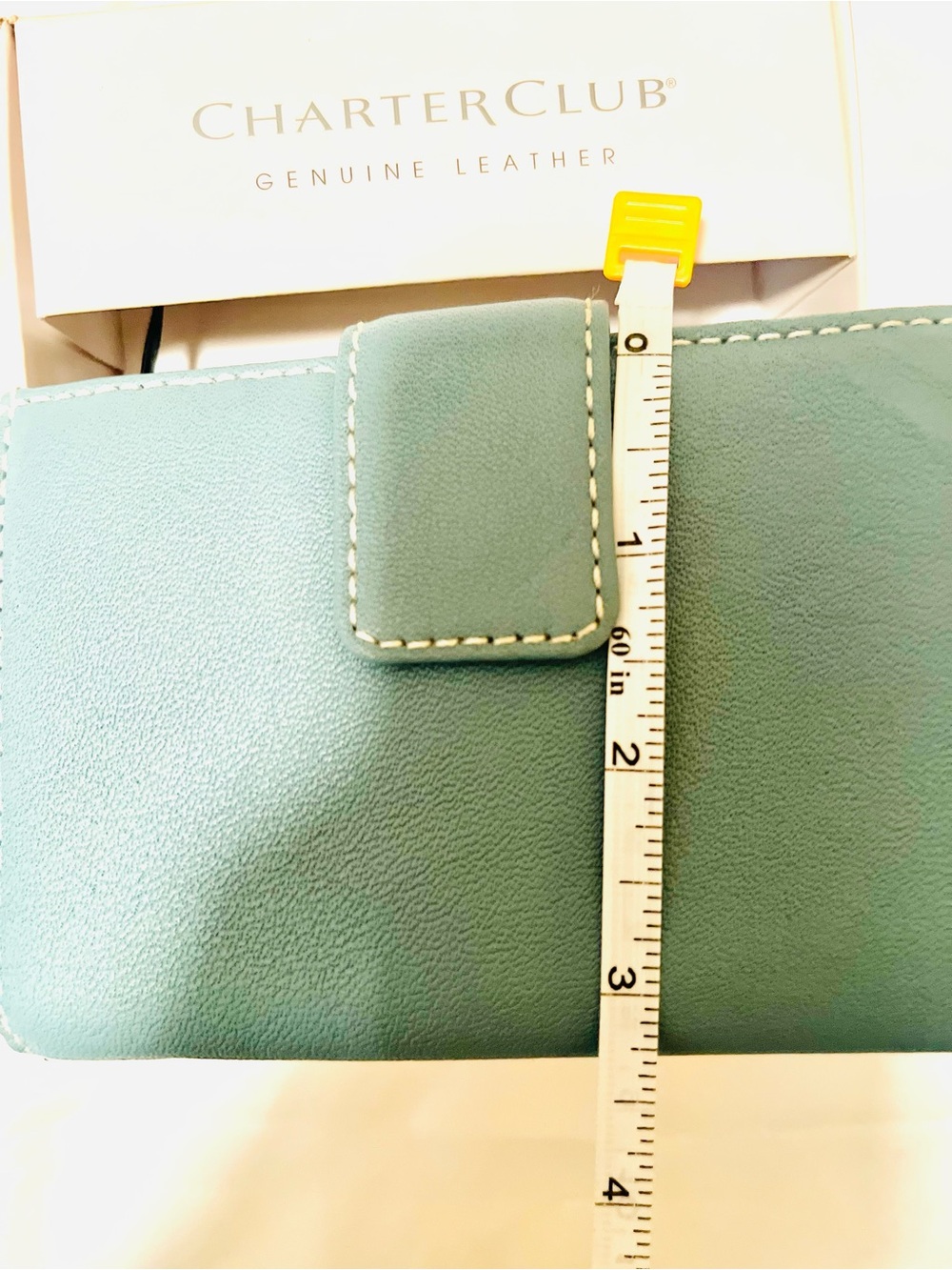 Charter Club Teal-Green Genuine Leather Wallet with Kiss Lock Gold Trim - Picture 7 of 8